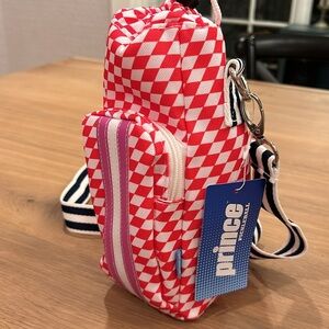 Prince + Target Red and White water bottle bag